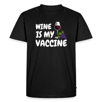 Le vin est mon vaccin Vaccine Wine Corona Humour - T-shirt Premium bio Homme - noir - Devant - Nico (187cm)