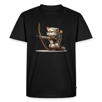 Miko le chat au tir à ll arc - T-shirt Premium bio Homme - noir - Devant - Nico (187cm)