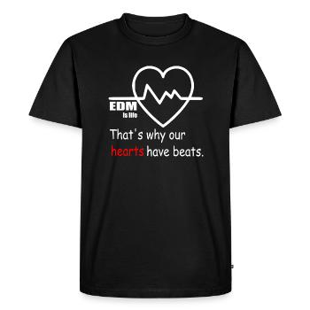 Les cœurs EDM ont des battements - T-shirt Premium bio Homme - noir - Devant - Nico (187cm)