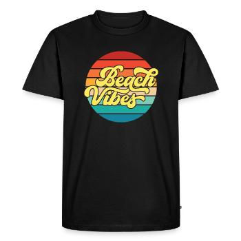 Retro Styled Summer Beach Vibes Design - Men's Premium Organic T-Shirt - black - Front - Nico (187cm)