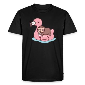 Flamant rose paresseux de plage T Shirt - T-shirt Premium bio Homme - noir - Devant - Nico (187cm)
