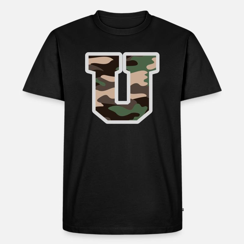 Buchstabe U Militärtarnung - Geschenkidee - Männer Premium Bio T-Shirt - Schwarz