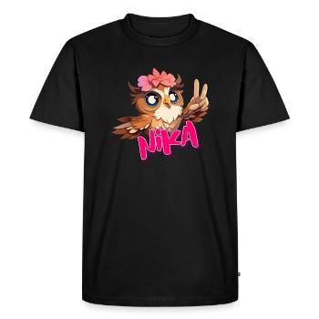 NIKA - Beau nom de fille avec hibou mignon - T-shirt Premium bio Homme - noir - Devant - Nico (187cm)