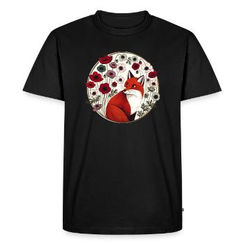 Retro Red Fox - Men's Premium Organic T-Shirt - black - Front - Nico (187cm)