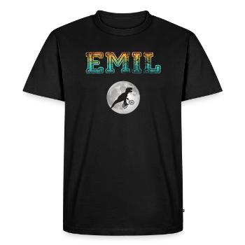EMIL - Beau prénom de garçon avec dinosaure - T-shirt Premium bio Homme - noir - Devant - Nico (187cm)