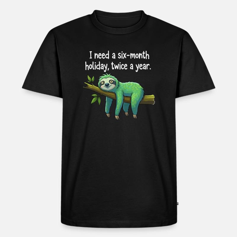 Faultier Urlaub - Männer Premium Bio T-Shirt - Schwarz
