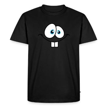 Visage comique souriant avec de grandes dents de lapin - T-shirt Premium bio Homme - noir - Devant - Nico (187cm)