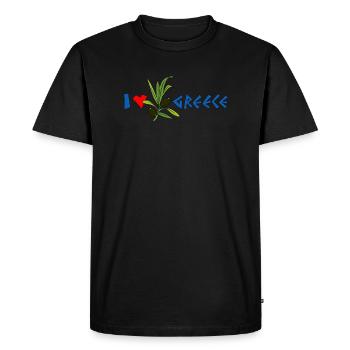 j'aime la Grèce avec olive - T-shirt Premium bio Homme - noir - Devant - Nico (187cm)