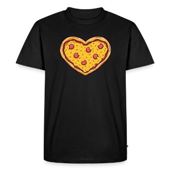 Pizza heart - Men's Premium Organic T-Shirt - black - Front - Nico (187cm)