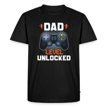 Dad level unlocked - Men's Premium Organic T-Shirt - black - Front - Nico (187cm)