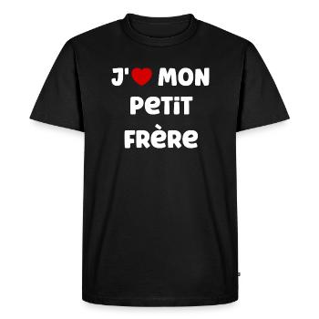 J' AIME petit frère - T-shirt Premium bio Homme - noir - Devant - Nico (187cm)