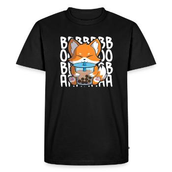 boba foxcute kawaii fox drinking bubble tea - Men's Premium Organic T-Shirt - black - Front - Nico (187cm)