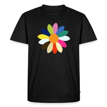 Colorful Daisy Petals - Men's Premium Organic T-Shirt - black - Front - Nico (187cm)