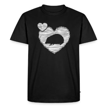 Hérisson « cœur pour hérissons » Sauveteur de hérisson - T-shirt Premium bio Homme - noir - Devant - Nico (187cm)