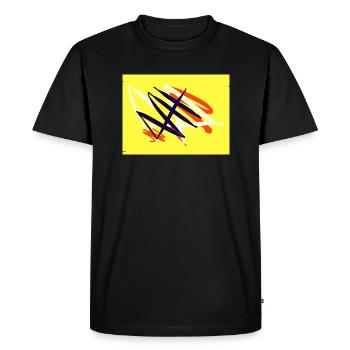 Art moderne sur fond jaune - T-shirt Premium bio Homme - noir - Devant - Nico (187cm)