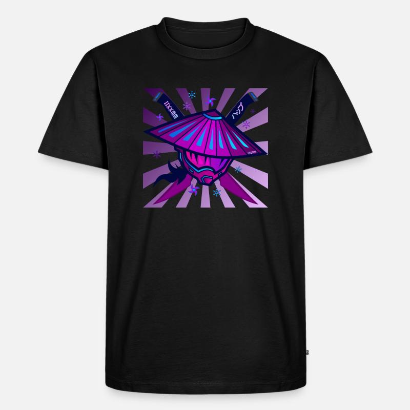 Samurai Monster Schwert Violet - Männer Premium Bio T-Shirt - Schwarz