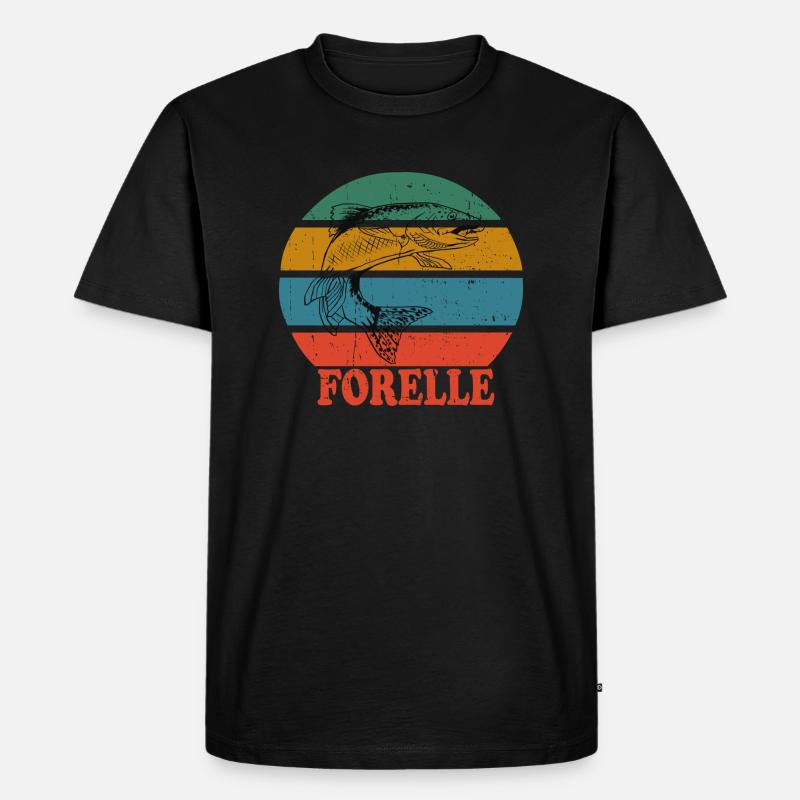 Retro Forelle - Männer Premium Bio T-Shirt - Schwarz