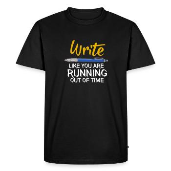 Drôle d’écrire un auteur Auteur Cadeau d’auteur - T-shirt Premium bio Homme - noir - Devant - Nico (187cm)