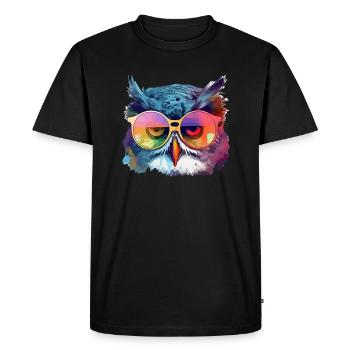 Ouzou the owl - Men's Premium Organic T-Shirt - black - Front - Nico (187cm)