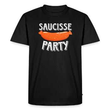 Saucisse Party - Humour Beauf Barbecue Papa Été - T-shirt Premium bio Homme - noir - Devant - Nico (187cm)