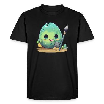 Œuf avec brosse - T-shirt Premium bio Homme - noir - Devant - Nico (187cm)