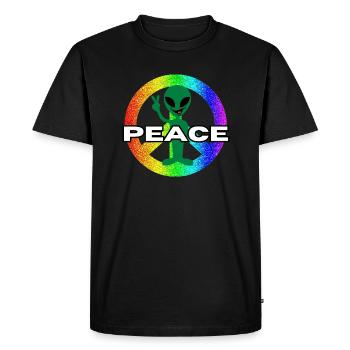 Amour et Paix d’un autre monde - T-shirt Premium bio Homme - noir - Devant - Nico (187cm)