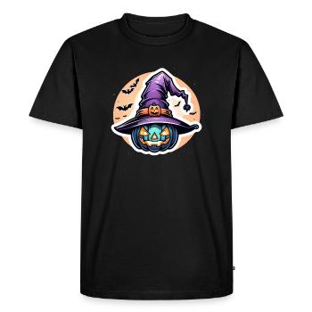 Halloween - Pumpkin Witch Hat - Men's Premium Organic T-Shirt - black - Front - Nico (187cm)