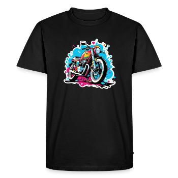 moto vintage style retro - graffiti - T-shirt Premium bio Homme - noir - Devant - Nico (187cm)