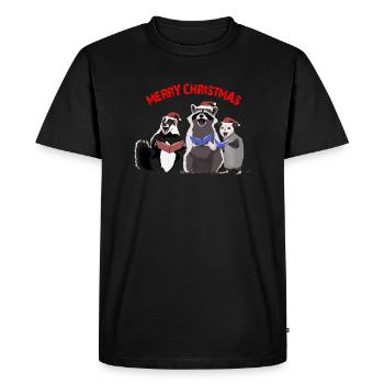 CHATS DES RUES JOYEUX NOËL - T-shirt Premium bio Homme - noir - Devant - Nico (187cm)