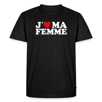 J'aime Ma Femme Cadeau Homme Marié Coeur Rouge - T-shirt Premium bio Homme - noir - Devant - Nico (187cm)