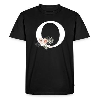 Lettre o floral tropical - T-shirt Premium bio Homme - noir - Devant - Nico (187cm)