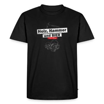 Carpenter - wood, hammer and beer - my everyday life - Men's Premium Organic T-Shirt - black - Front - Nico (187cm)