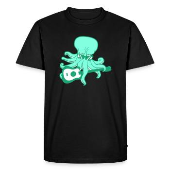 Octopus Guitar Playing Octopus Squid Music - Men's Premium Organic T-Shirt - black - Front - Nico (187cm)