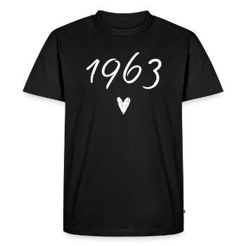 1963 coeur anniversaire - T-shirt Premium bio Homme - noir - Devant - Nico (187cm)