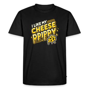 I like My Cheese Drippy, Funny Meme Cheese Lover - Men's Premium Organic T-Shirt - black - Front - Nico (187cm)