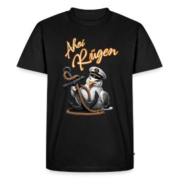 Ohé Rügen ! mouette drôle avec ancre - T-shirt Premium bio Homme - noir - Devant - Nico (187cm)