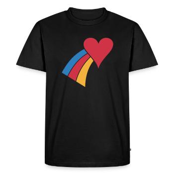 Coeur Arc-en-Ciel - T-shirt Premium bio Homme - noir - Devant - Nico (187cm)