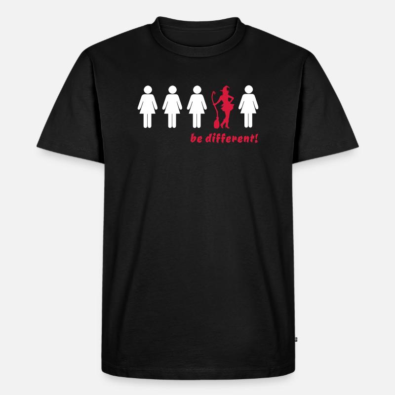 be different! - sei anders (Hexe) - Männer Premium Bio T-Shirt - Schwarz
