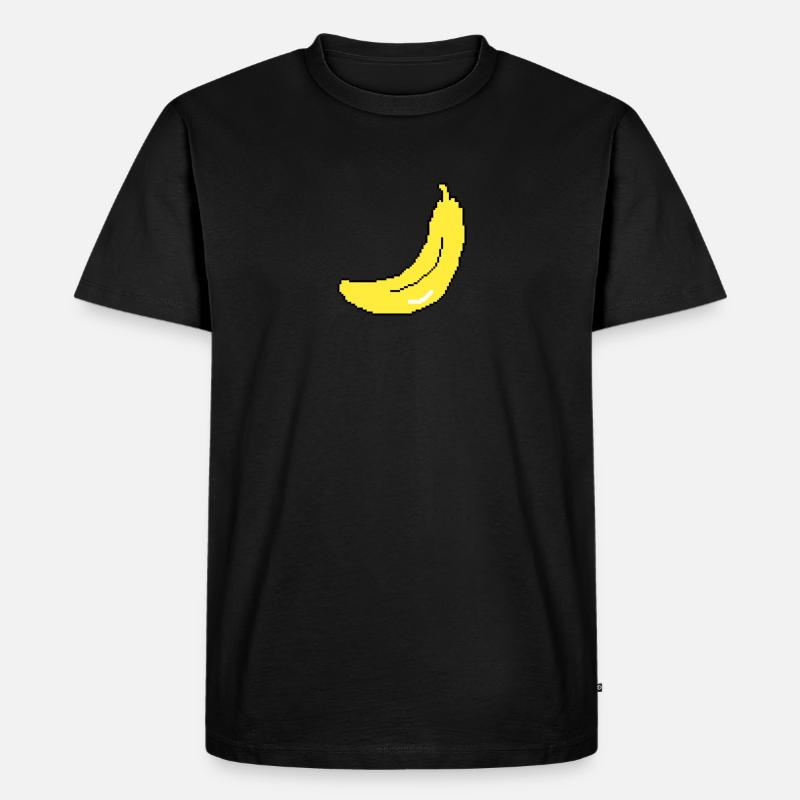 Banane Pixel Art | Unisex - Männer Premium Bio T-Shirt - Schwarz