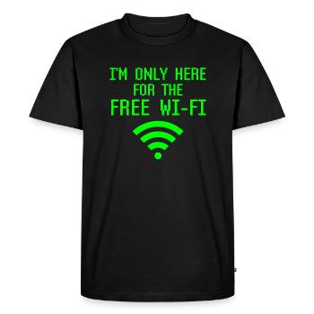 I'm Only Here For The Free Wifi Funny Geek Humor - Men's Premium Organic T-Shirt - black - Front - Nico (187cm)