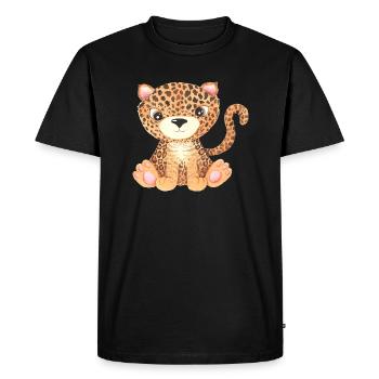Cute Leopard Baby Africa Savannah Safari Leopard - Men's Premium Organic T-Shirt - black - Front - Nico (187cm)