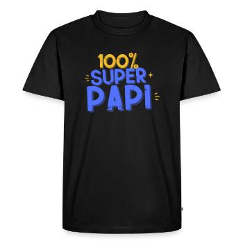 Papi Cadeau Super papi humour - T-shirt Premium bio Homme - noir - Devant - Nico (187cm)