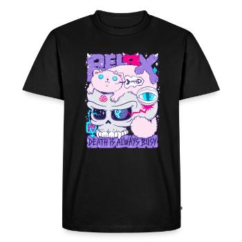 Détendez-vous seulement la mort est toujours occupée - T-shirt Premium bio Homme - noir - Devant - Nico (187cm)