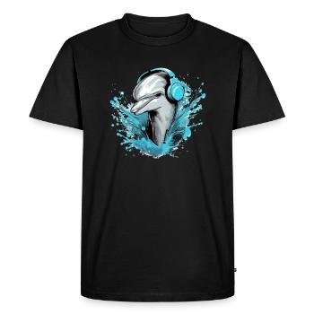 Jerko the audiophile dolphin - Men's Premium Organic T-Shirt - black - Front - Nico (187cm)