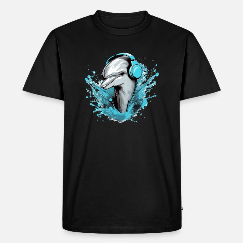 Jerko, der audiophile Delphin - Männer Premium Bio T-Shirt - Schwarz