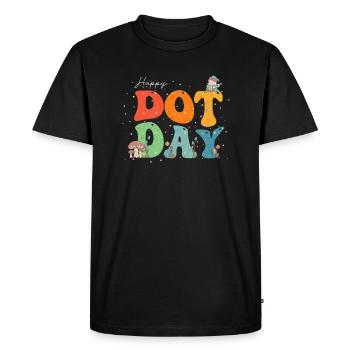 Happy Dot Day Hippie Flowers Gnome Mushroon Groovy - Men's Premium Organic T-Shirt - black - Front - Nico (187cm)