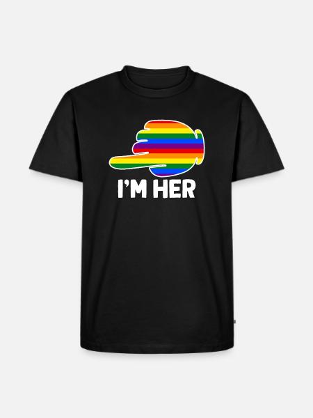 Jeg er hendes regnbue lesbisk par sjov LGBT stolthed - Herre Premium økologisk T-shirt - sort
