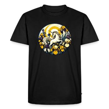 Retro Unicorn - Men's Premium Organic T-Shirt - black - Front - Nico (187cm)