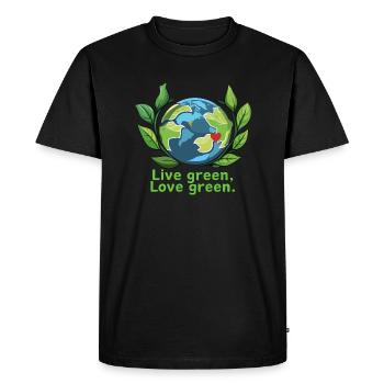 Vivez vert, aimez le vert. - T-shirt Premium bio Homme - noir - Devant - Nico (187cm)