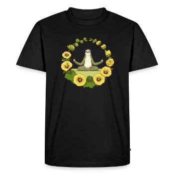 Paresseux zen - T-shirt Premium bio Homme - noir - Devant - Nico (187cm)